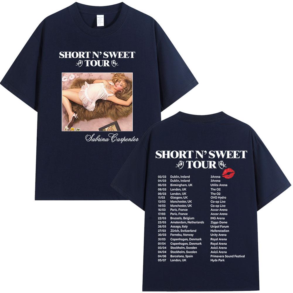 Сабрина Карпентер Short N Sweet Tour 2025 Футболка Подарок для фанатов Унисекс Женская одежда Харадзюку Эстетичные Футболки Хлопковая Свободная Футболка