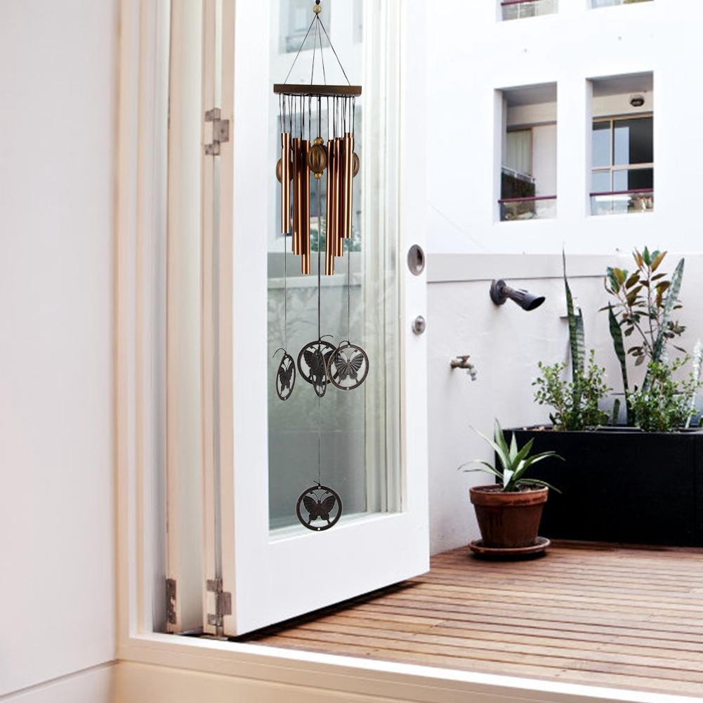 Outdoor Garden Yard Copper Alloy Wind Chime Multi Tube Windbell Hanging Decoration(Butterfly )