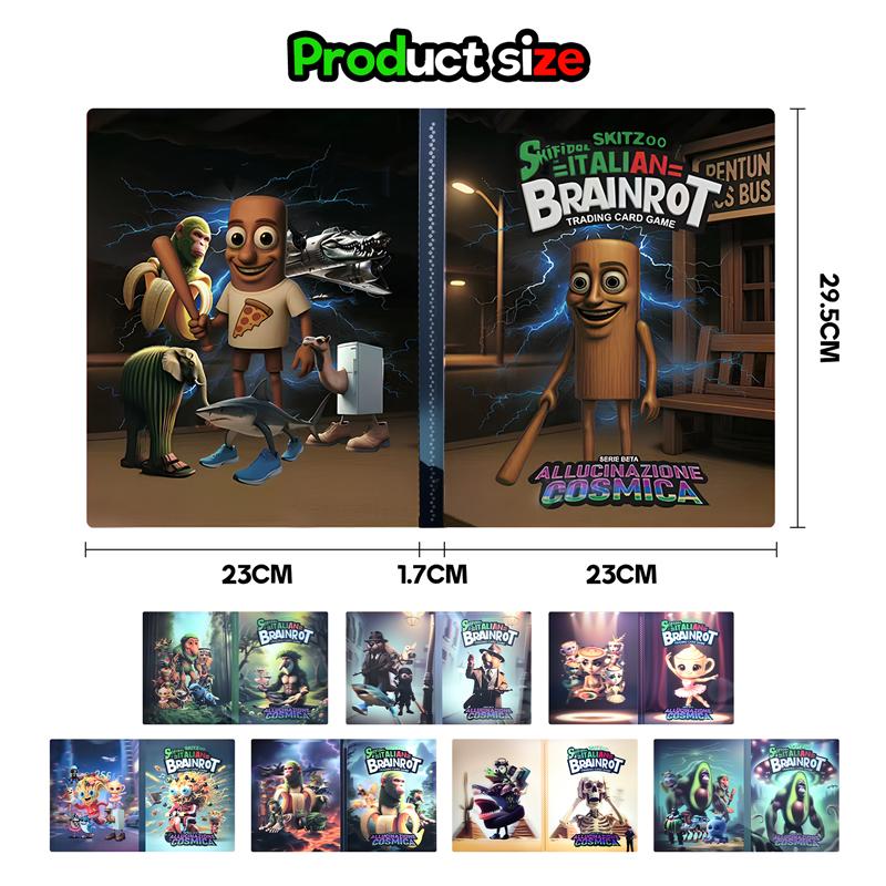 9 Pocket Italian Brainrot Trading Cards Binder Holds Booklet Tung Shaur Tralalero Tralala Card Collection Folder Kids Xmas Gifts