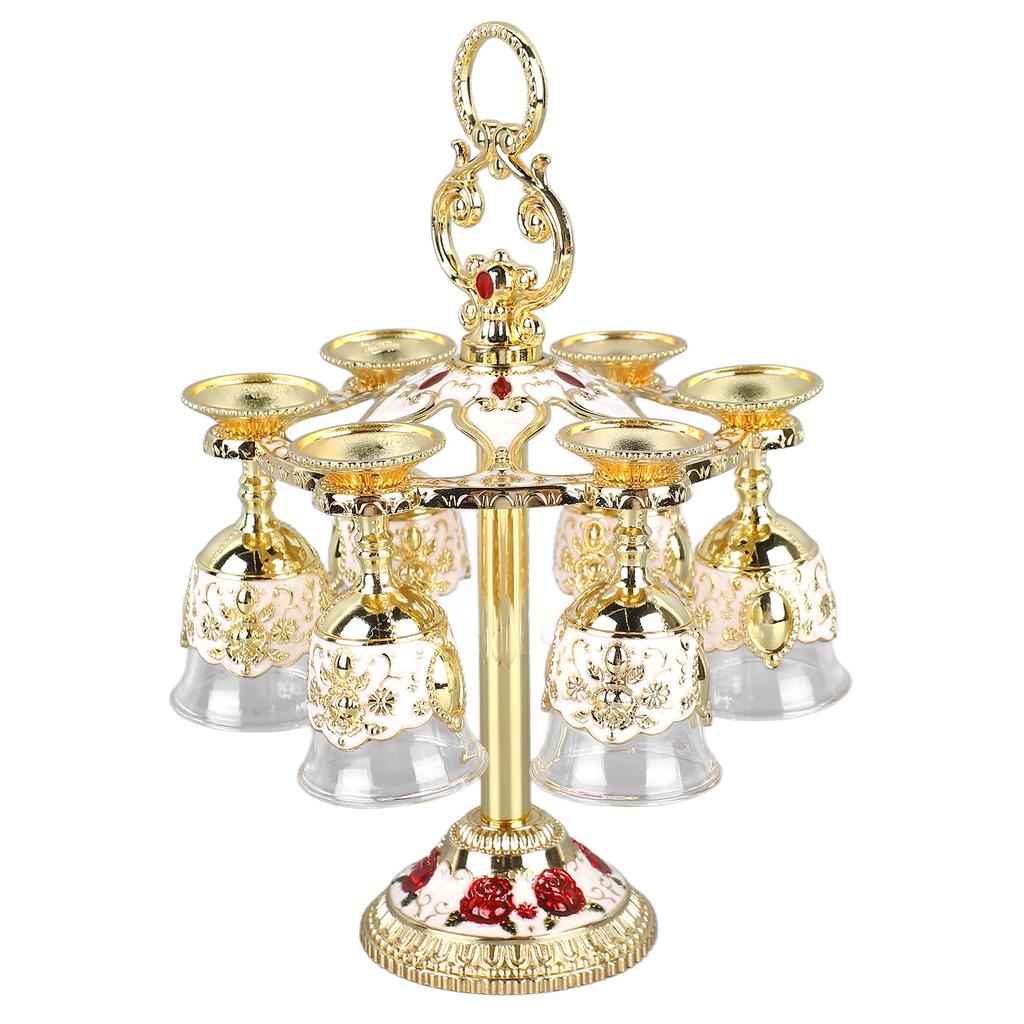 6 шт. Китайская чаша в стиле ретро из цинкового сплава, стеклянная, с тисненым цветочным узором, чашка для сутенера для вечеринки