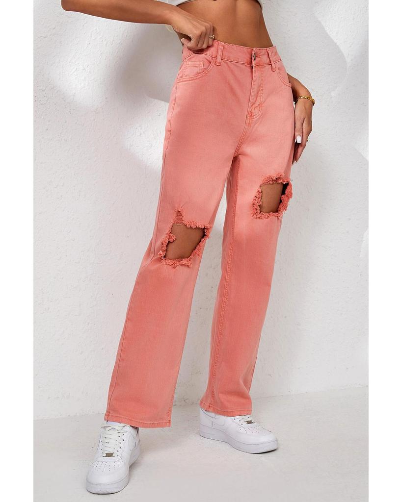 Azura Exchange Ripped Straight Leg Pocket Jeans