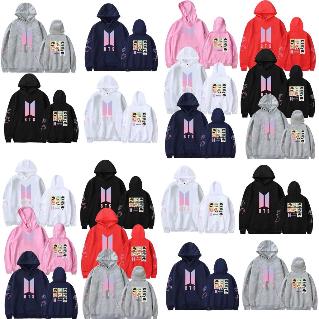 Bts Hoodie With Embroidered Graphic Cotton Fleece For Youth Casual Wear