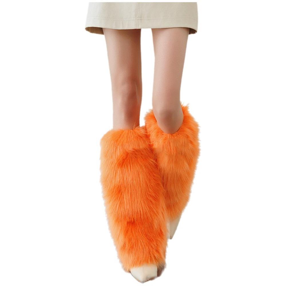 Y2K Furry Leg Warmers 40cm Long Tube Sock Foot Cover Lolita Boots Cover JK