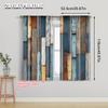 2pcs, Popular Curtain Panels 2D print Retro Faux Wood Plank Machine Washable Fabric (without rod) Gifts Perfect for Living Room,