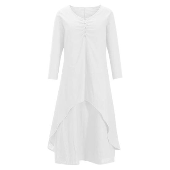 Женское платье макси с карманами, рукавами девятой длины, круглым вырезом, неровным многослойным подолом