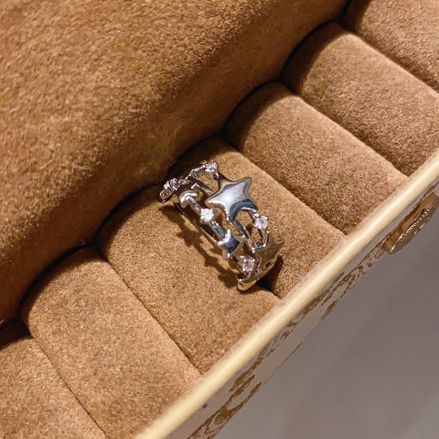 Simple Cz Zircon Feather Leaf Open Ring For Daily Office Wear