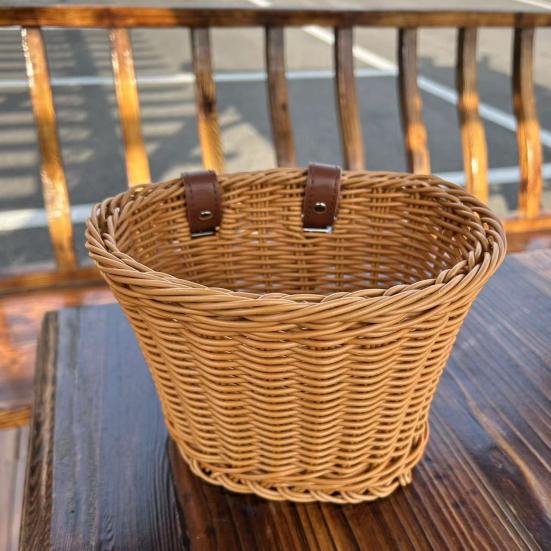 Hand Woven Bicycle Basket Large Capacity Strong Load Bearing Easy Installation Handlebar Bike Front Basket Replacement