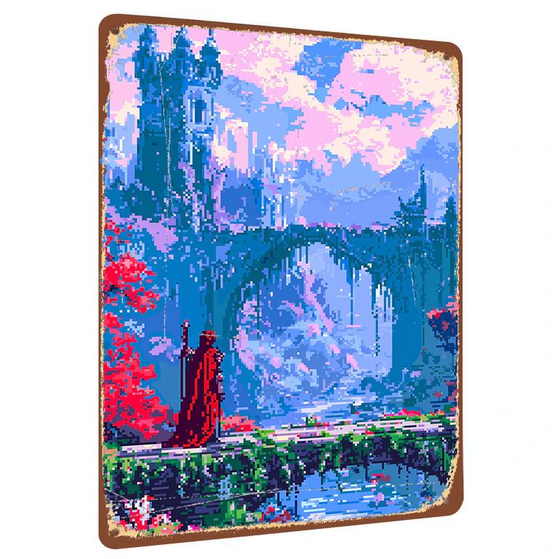 Dream Pixel Castle Landscape Metal Wall Art Creative Home Decor Living Room