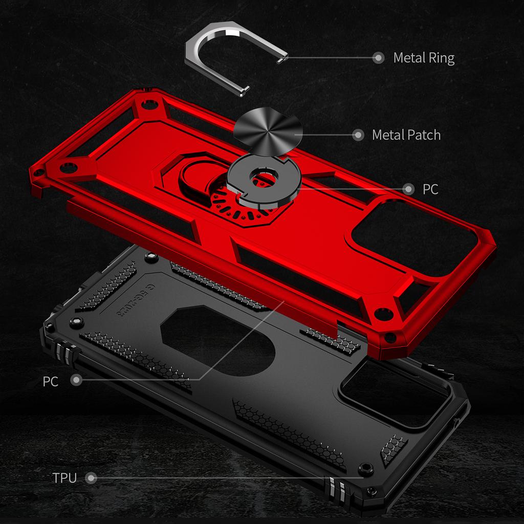 For Motorola Moto G 5G (2023) Hard Anti-scratch Phone Shell Ring Holder Kickstand PC+TPU+Metal Phone Cover