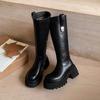 Нишевый дизайн милые крутые малышки платформа рыцарские сапоги 2025 осень и зима новая мода высокие сапоги круглый носок толстый каблук сапоги женские