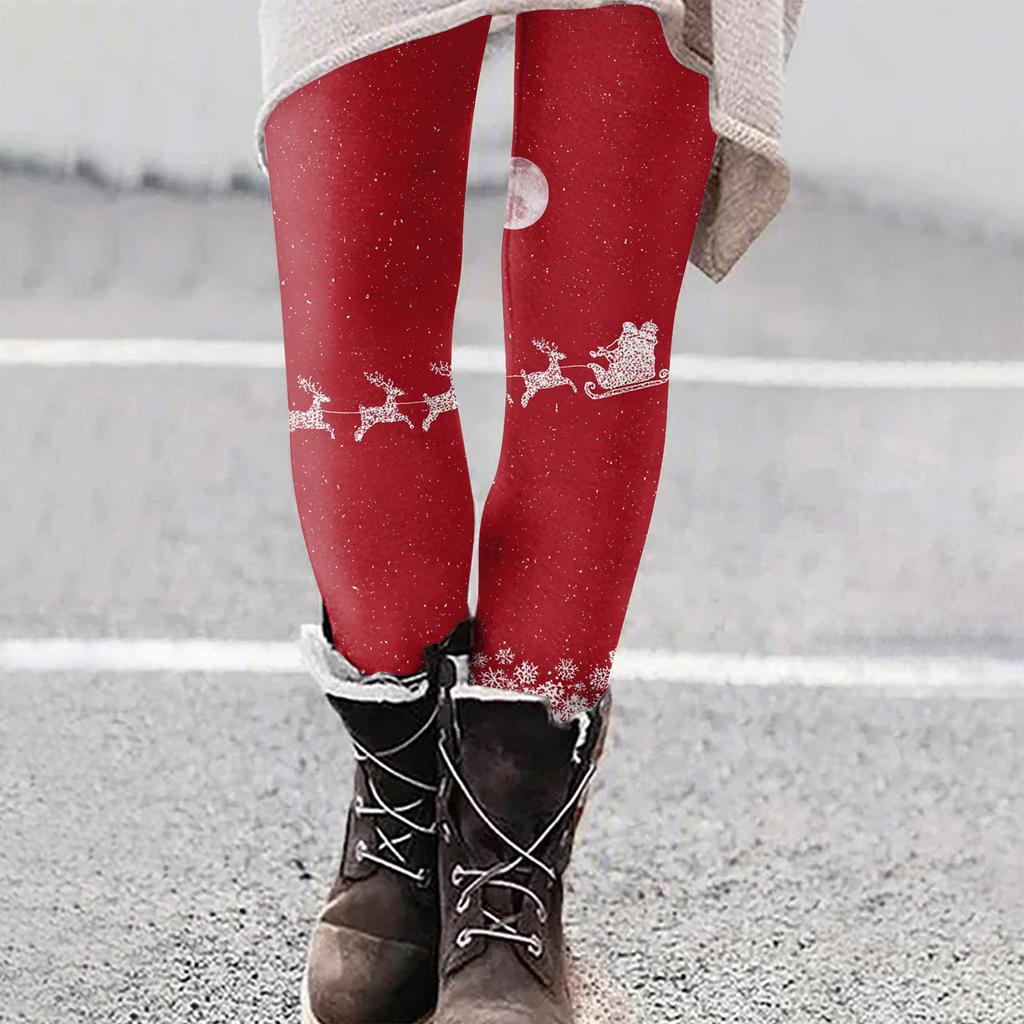 Женские рождественские облегающие эластичные повседневные брюки для йоги