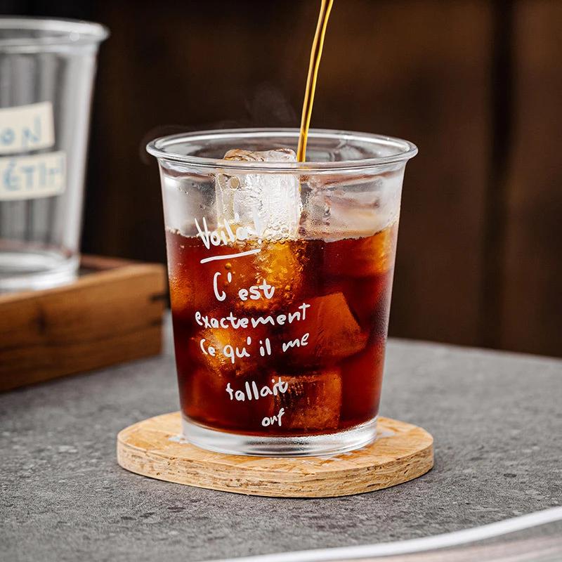 Прозрачная стеклянная кружка в корейском стиле Ins, кружка для молока и кофе, чашка для горячего напитка, латте, десерт, 400 мл, банка для завтрака и овсянки для дома