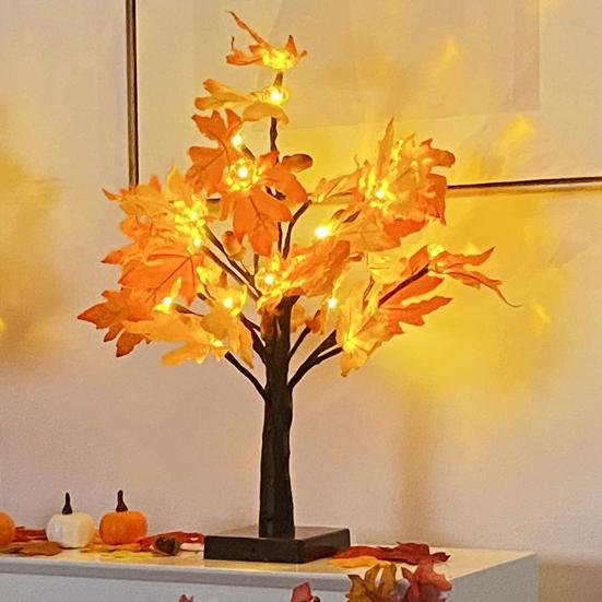 Осенняя кленовая лампа на батарейках с питанием от USB, искусственная тыква, шишка, кленовый лист, светодиодная лампа для осеннего урожая в День благодарения, украшение домашнего стола