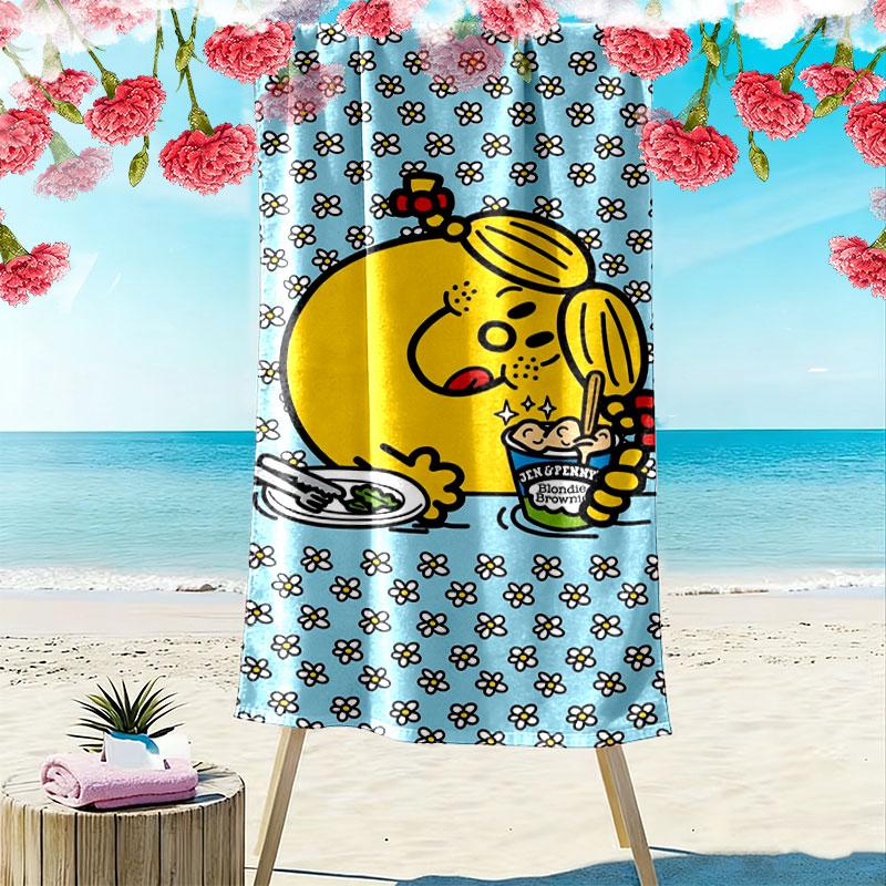 Mr. Men Little Miss Print Beach Towel, Large Soft Quick Dry Towel for Beach Camping Swimming