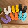 Fashion Women's Shoes Summer PVC Women's Flat Flip Flops Outdoor Fashion Women's Sandals Simple Leisure Beach Slippers