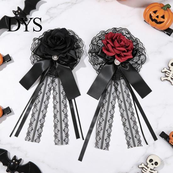 Theme Party Hair Decorations Rose Bow Clip, Lace Pearl Hairpin, Lolita Gothic Bowknot Alternative Style Clips Hairpin for Women Bride Cosplay Wedding