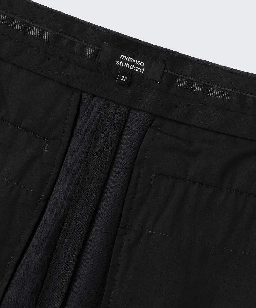 MUSINSA STANDARD Cool Touch Hidden Banding Half Slacks [Black]