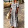 Women's Summer Vintage Stand Collar Plus Size Fashion Loose Dress Long