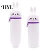 Rotating Pen Holder Pencil Case Desktop Stand Up Cartoon Animal Design School Pouch Silicone Storage Bag for Home Office Supplies Retractable