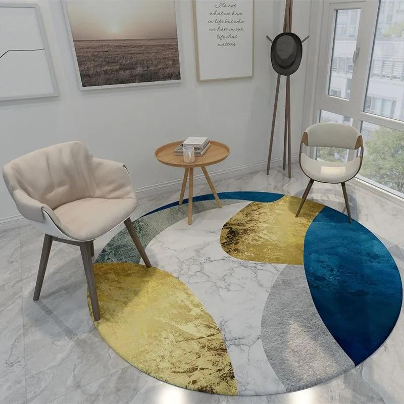 WTEMPO Современный Стиль Простые Элегантные Круглые Офисные Домашние Ковры для Помещений Гостиная Нескользящие Мягкие Принтованные Коврики для Кофейного Столика Подвесного Кресла-Корзины