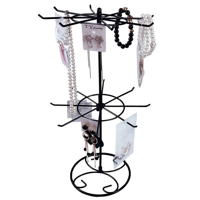 3-уровневая витрина для ювелирных изделий, брелок для ключей, вращающаяся железная вращающаяся металлическая подставка