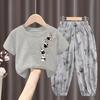 Boys' Summer Short Sleeved Set Children's Top Girls' Pure Cotton T-shirt Mosquito Proof Pants Two-piece Set