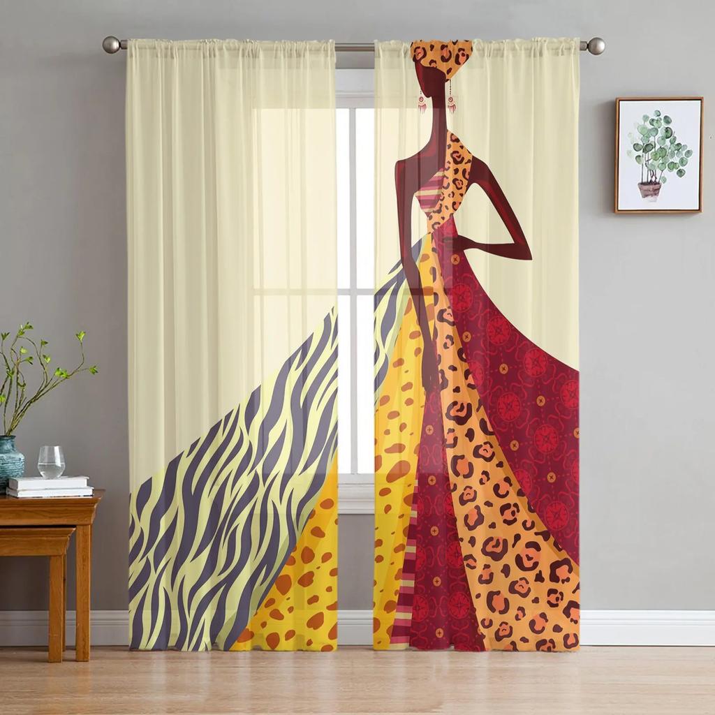 Leopard Animal Snowflake Winter Tulle Sheer Curtains for Living Room Decoration Window Curtain for Bedroom Voile Organza Drapes