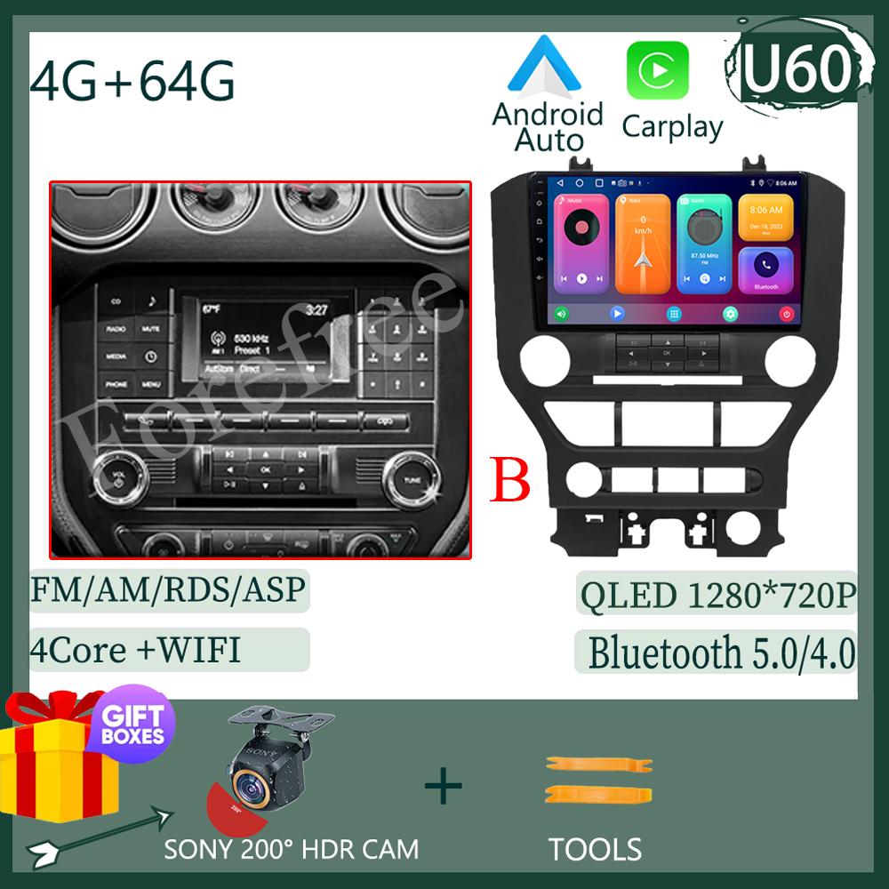 Android 14 для Ford Mustang 6 VI S550 2014 - 2025 Автомобильный Радио Мультимедиа Видео Плеер Стерео Carplay Навигация GPS WIFI QLED DVD