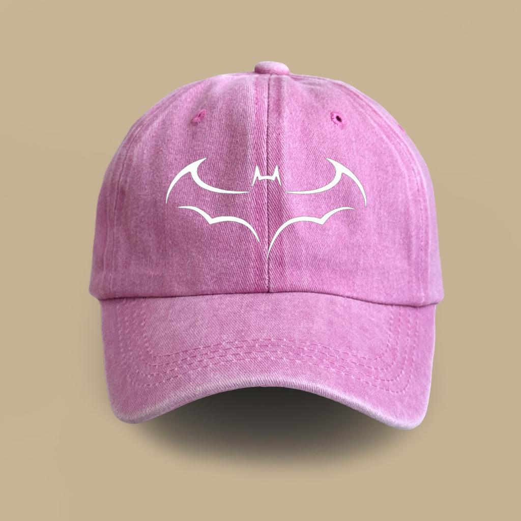 Retro washed soft top hat trendy bat pattern casual cap spring and summer outdoor versatile travel baseball cap