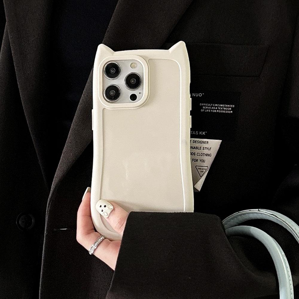 Cute Cartoon 3D Cat Ear Phone Case For iPhone 15 14 13 12 11 Pro Max 15 14 Plus Lovely Animal Design Matte Soft Silicone Protection Cover