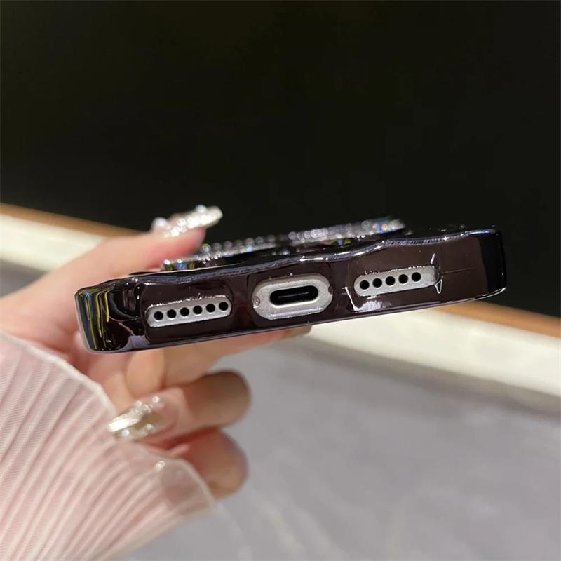 For iPhone 17 Pro Max Luxury Plating Frame Flash Diamond Butterfly Phone Case For iPhone 11 12 13 14 15 16 17 Protective Glitter Cover