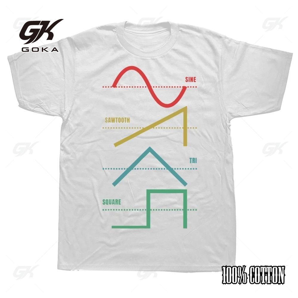 Винтажный аналоговый синтезатор Техно Форма волны Синт Нерд Футболки Графическая уличная одежда С коротким рукавом Подарки на день рождения Летняя футболка