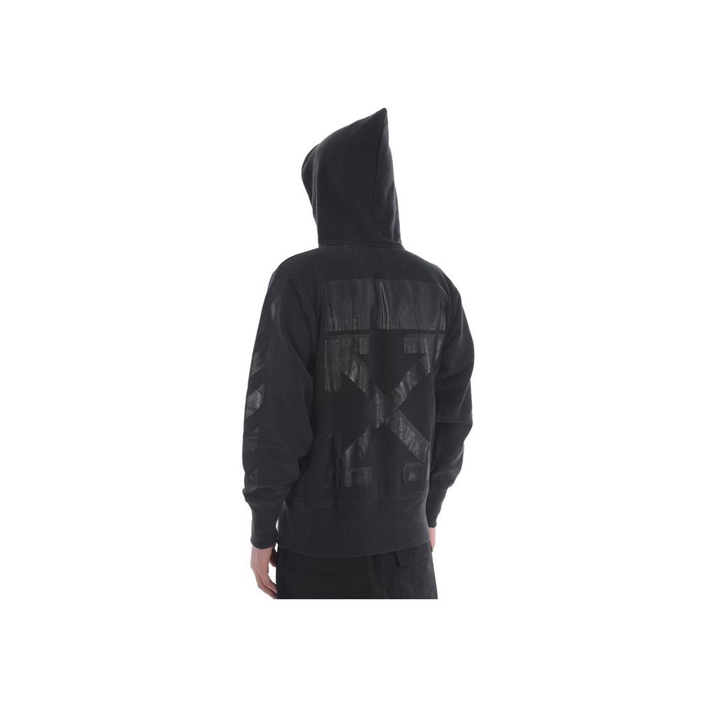Off-White Twill Hooded Letter Logo Embroidered Long Sleeve Sweatshirt Men Sweatshirt Black OMBB027S18875050-1010