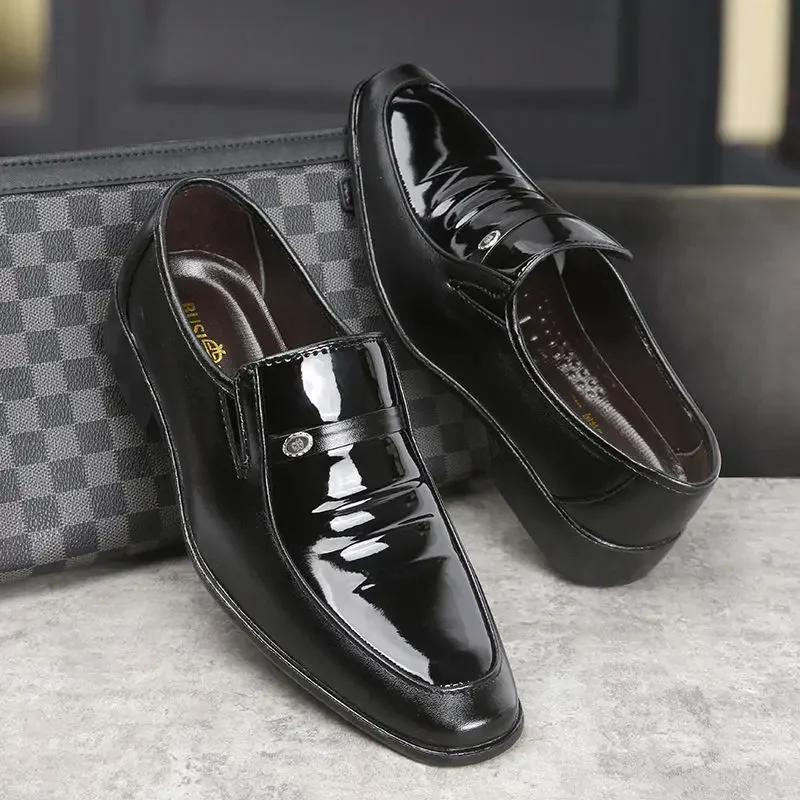 Кожаные Повседневные Черные С Острым Носком Мужские Формальные Туфли 2024 Тренд Джентльмен Дешевая Распродажа Законный Бизнес 39 Социальная Обувь Мужская