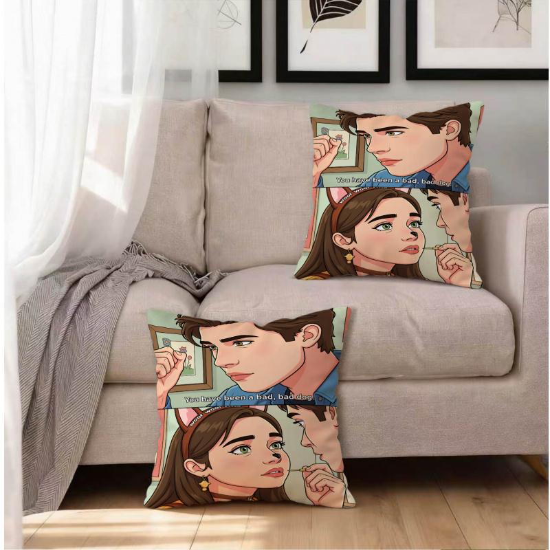 18.18 Inch Throw Pillow, Cushion, Accent Pillow, Includes Pillow Core, Euphoria S3 Nate Cassie Bad Bad Dog Woof Woof, Sofadecor