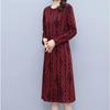 Vintage Fashion Geometric Printed Long Sleeve Dresses for Women Spring Autumn Ladies Round Neck Slim Midi Dress Elegante Vestido