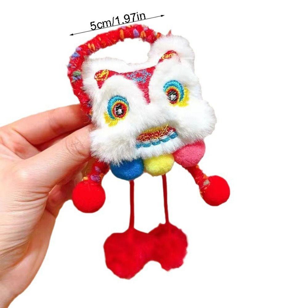 Ponytail Holder New Year Hair Rope Tassel Plush Elastic Hair Band Lion Awakening Headwear Female