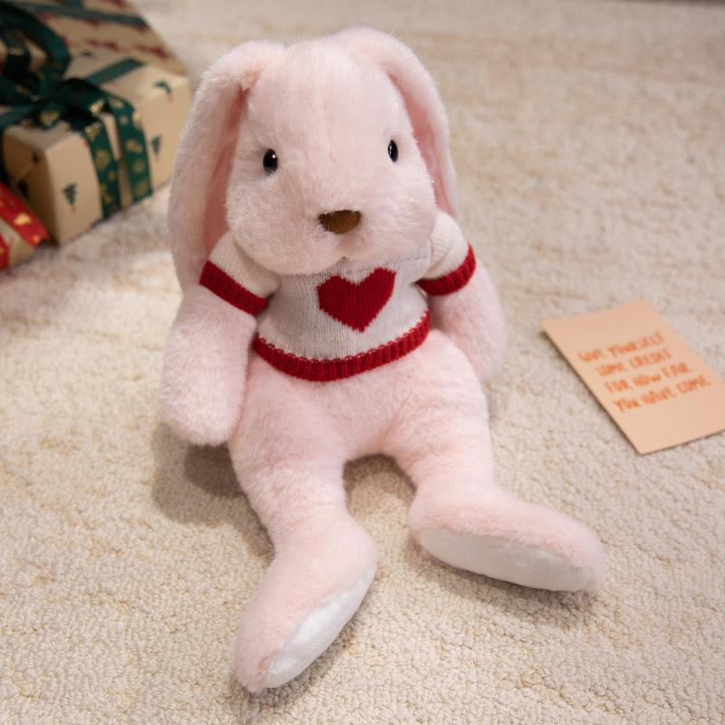 Gentle Appease Rabbit Plush Toys Premium Cozy Lifelike Bunny Doll Warm Delicate Scarf Sweater Rabbit Lovely Gift