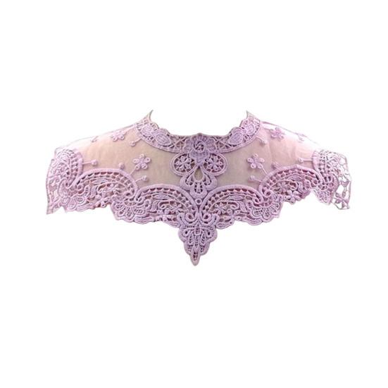 Lace Embroidered Fake Collar Hollow See-through Lace Flower Pattern False Collar Lace Embellished Clothing Accessory