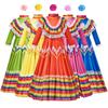 Children's Mexican Dress Long Sleeve Round Neck Loose Printed Long Dress