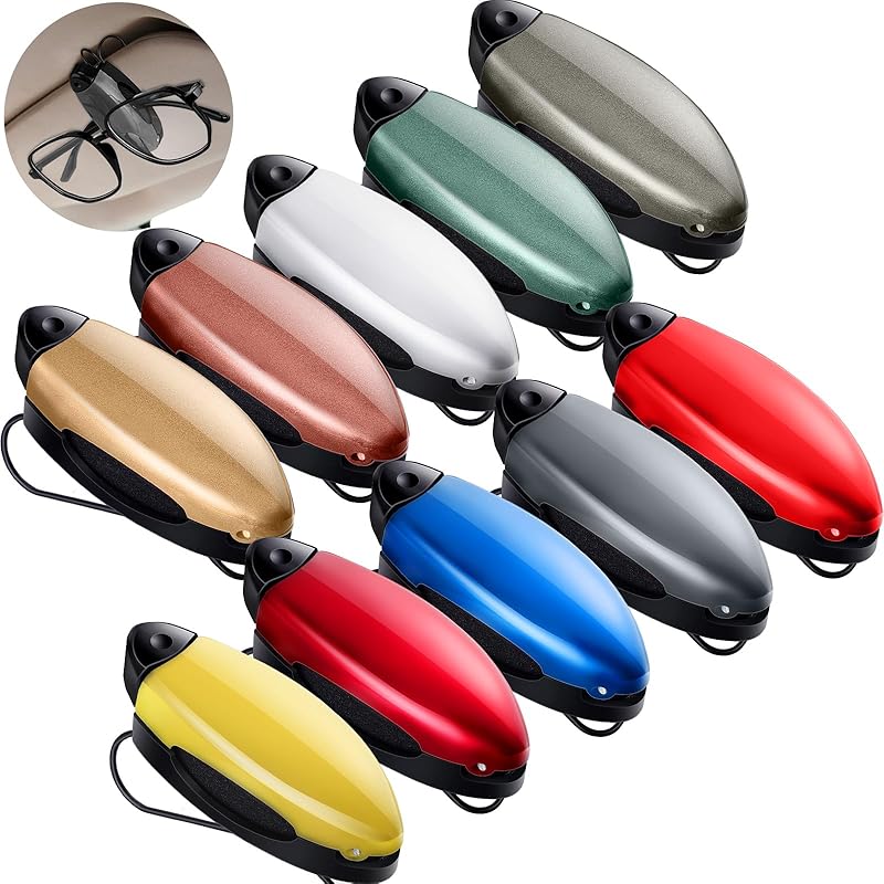 Frienda 10 Pieces Auto Car Vehicle Sun Visor Clip Holder For Sunglasses Glasses Holder Hanger Eyeglasses Mount Ticket Card Clip Car