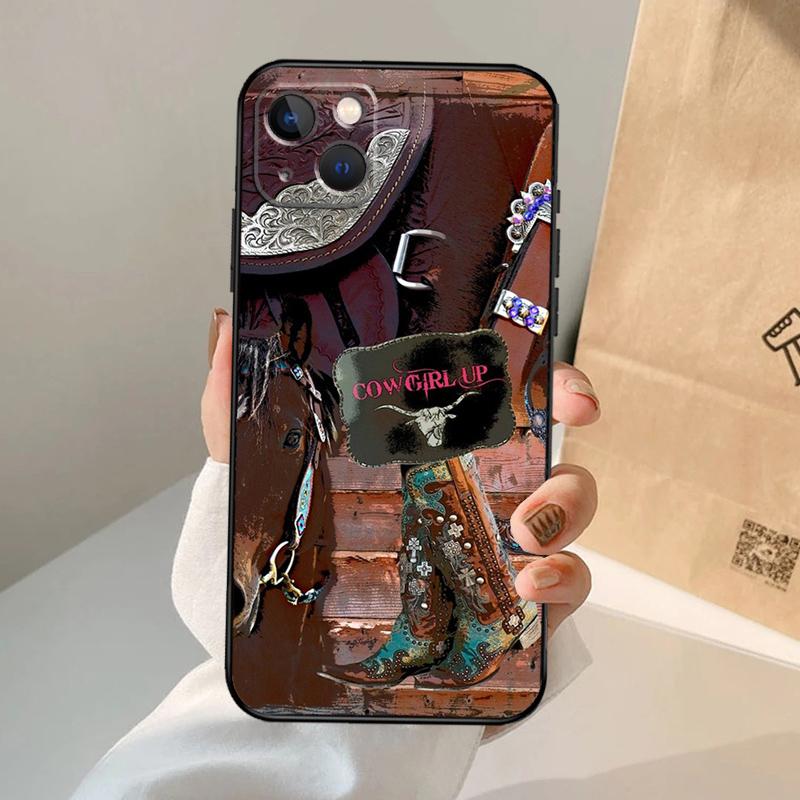 Западные Ковбойские Сапоги Ковбойские Чехол из Коровьей Кожи Для iPhone 17 Air 16 14 13 12 11 15 Pro Max 13 12 mini 15 16 Plus 16e Чехол Coque