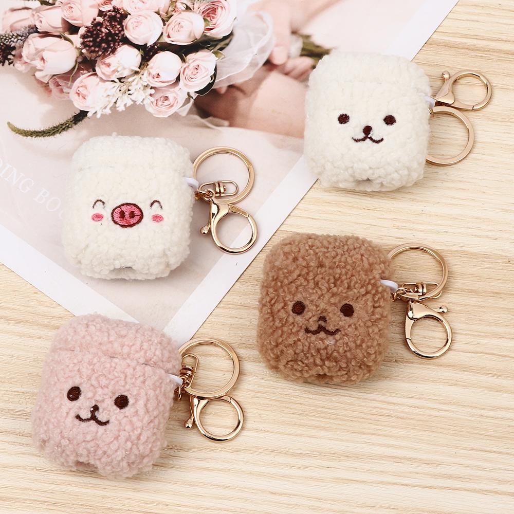 Fashion Silicone Cute Earphone Cover Fluffy Bear Earphone Case Headphones Fur Case Headphone Box