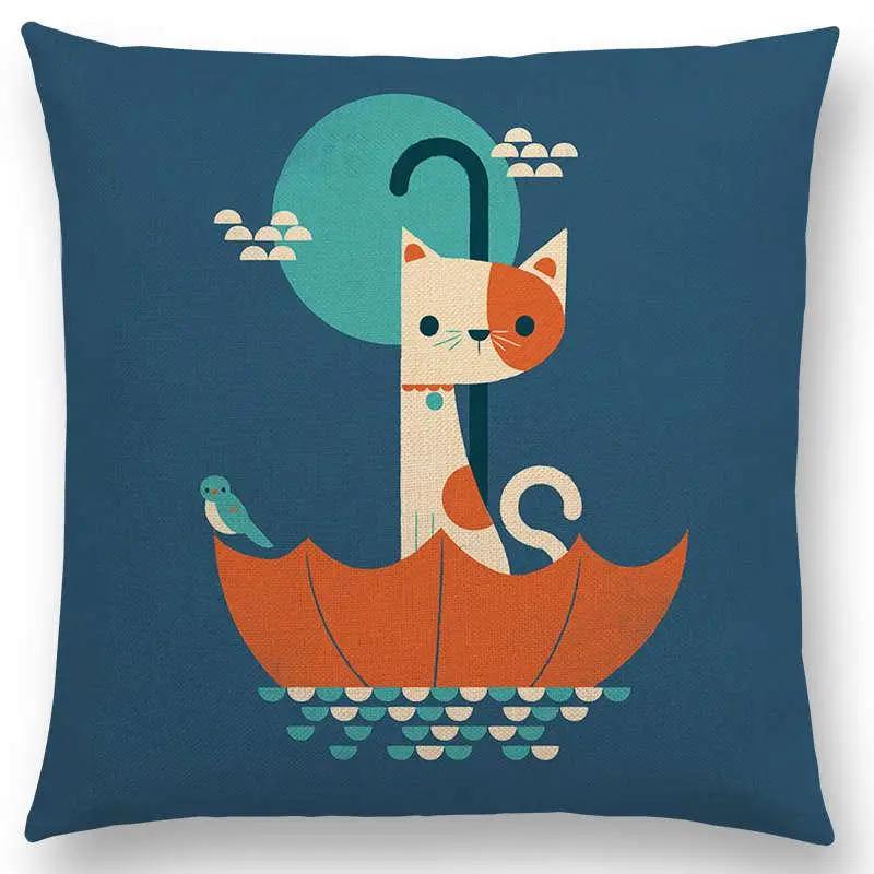 Последние мультяшные животные Милая акула Кошка Птица Жираф Пингвин Кит Белый медведь Бегемот Панда Чехол для подушки Автомобильный диван Наволочка