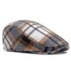Autumn Winter Plaid Beret Men's Wool Warm Forward Cap British Peaked Cap Newsboy Cap