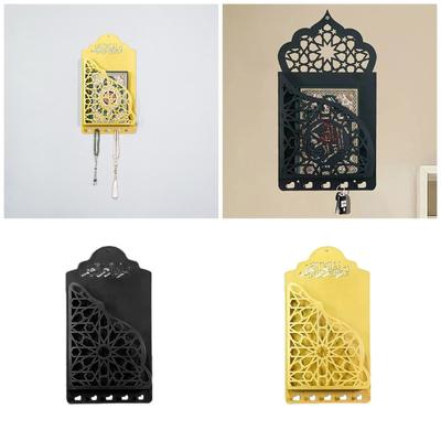 Арабское настенное искусство Настенная полка для Корана с несколькими крючками Держатель для книг для исламских домов и религиозного пространства