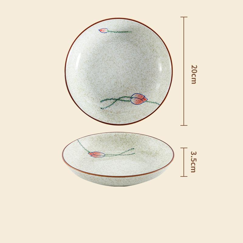 Современный стиль, расписанная вручную керамическая тарелка, креативные круглые тарелки для фруктового салата, домашняя тарелка для десерта к чаю в стиле ретро