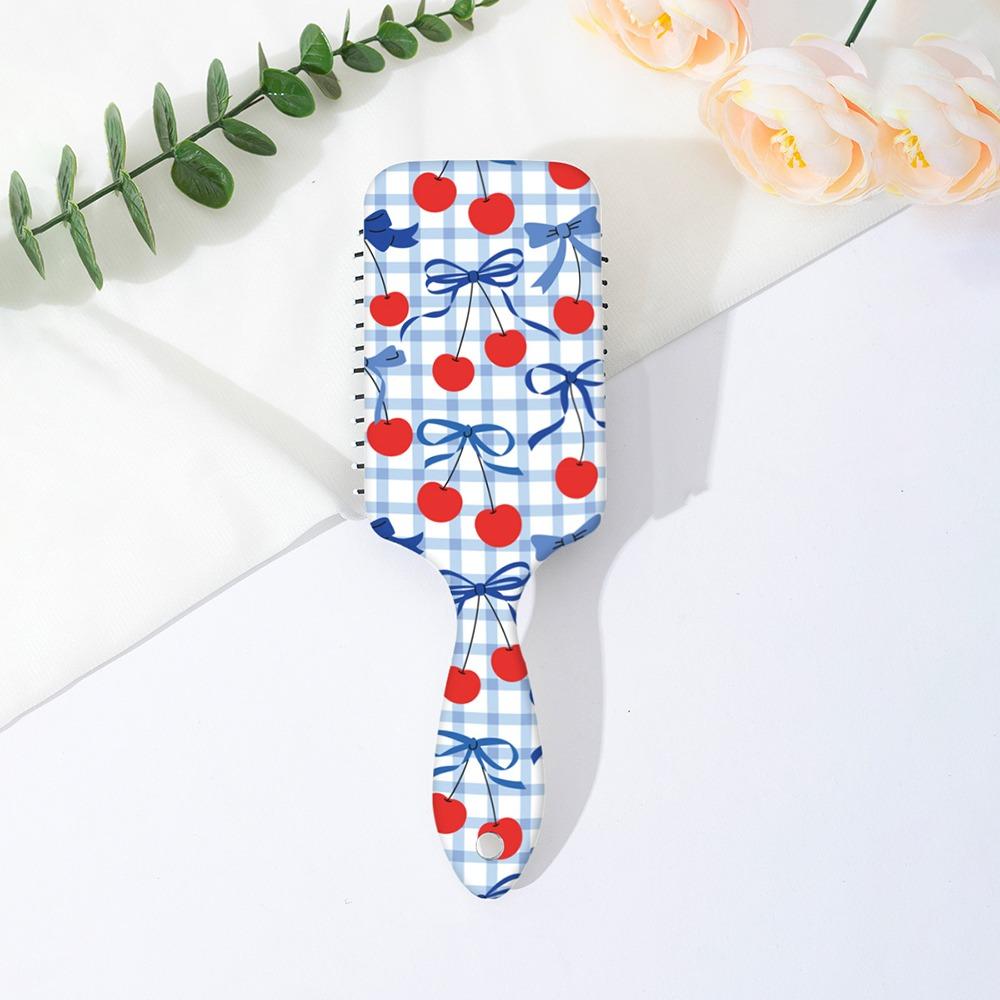 Bowknot Cherry Pattern Air Cushion Hair Brush Portable Detangling Brush for Women & Girls