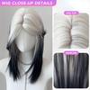 18-дюймовый черно-белый парик с головой кефали, синтетические прямые пушистые натуральные волосы с волчьим хвостом для повседневного использования, вечерние косплей, корейская мода