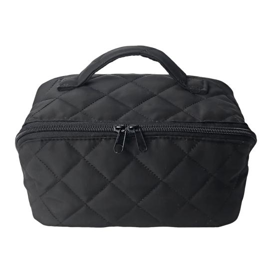 Стеганая косметичка с цветочным принтом, полностью открывающаяся на 180 градусов, дорожный органайзер для косметики, женская большая вместительная сумка для туалетных принадлежностей для отпуска, для ежедневного использования на туалетном столике